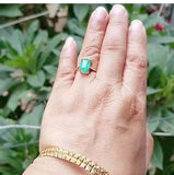 14K Gold Colombian Emerald Classic Emerald cut Ring natural emerald