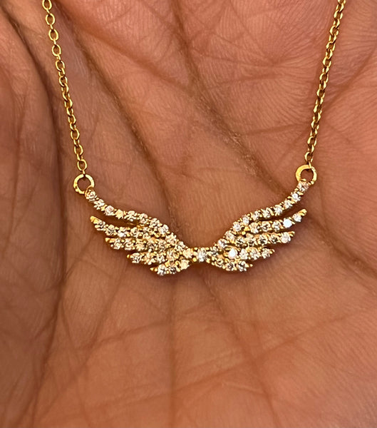 14K Gold And diamonds Pureheart Angel wing necklace