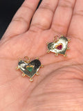14K Gold Emerald Ruby Diamond Bursting with Love pendant fluted medallion