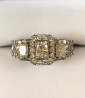 2.8 carat Radiant diamond round diamond halo ring engagement ring right hand ring