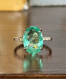14K Gold 3 carat Colombian Emerald Engagement ring