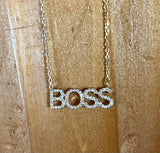 14K Gold and Diamond BOSS necklace SI diamonds