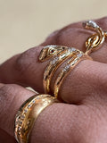 18K Gold over Sterling Silver Diamond Cigarette band ring wide statement ring