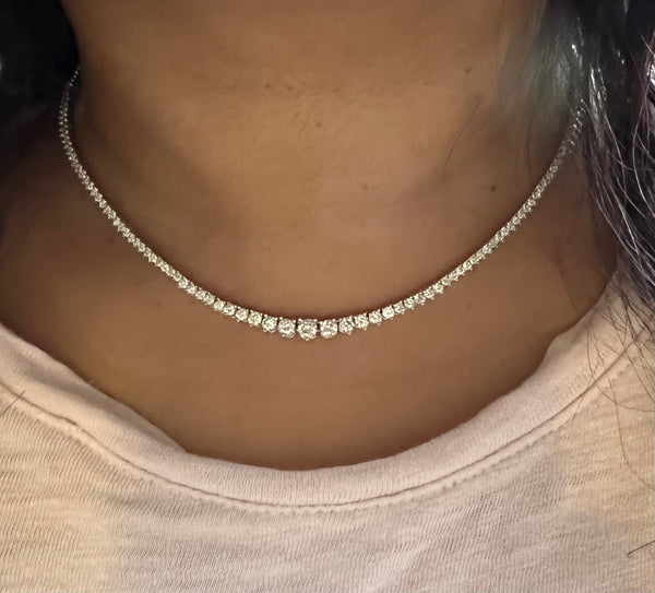 3mm Tennis Choker Necklace for Women 14K Gold/Silver Plated Cubic Zirconia Diamond  Tennis Chain Adjustable Jewelry, Copper, Cubic Zirconia : Buy Online at  Best Price in KSA - Souq is now Amazon.sa: