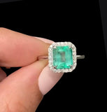 14K Gold Colombian Emerald Asscher Ciut ring