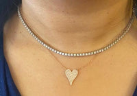 Diamond heart necklace pendant 14K rose Gold F VS pink gold necklace valentines gift birthday gift anniversary gift pave diamond jewelry