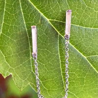 14K White Gold and Diamond Chain Earrings one of a kind