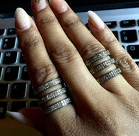 1 carat pave champagne diamond statement coil triple row sterling silver black rhodium oxidized ring