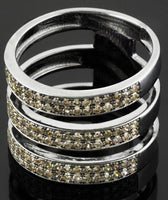 1 carat champagne diamond triple row cage ring Sterling Silver