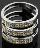 1 carat champagne diamond triple row cage ring Sterling Silver