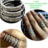 1 carat pave champagne diamond statement coil triple row sterling silver black rhodium oxidized ring