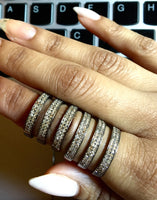 1 carat pave champagne diamond statement coil triple row sterling silver black rhodium oxidized ring