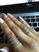 1 carat pave champagne diamond statement coil triple row sterling silver black rhodium oxidized ring