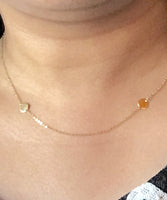 14K Solid Gold round dot disc station necklace chain adjustable convertible necklace pendant