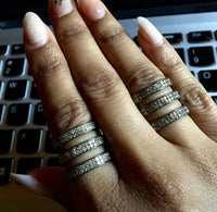 1 carat pave champagne diamond statement coil triple row sterling silver black rhodium oxidized ring
