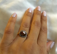 Rosecut chocolate diamond cushion cut halo diamond statement engagement ring size 5 sterling silver gold