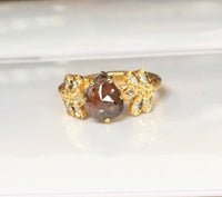 1 carat Red pear diamond raw diamond organic leaf petal 1 carat diamond solitaire branch twig engagement ring nature ring