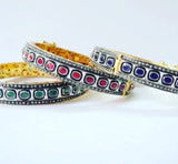 Diamond polki bangle custom made custom size emerald ruby blue sapphire precious gemstone bangles personalized Sterling silver Gold