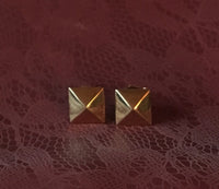 14K solid gold pyramid triangle stud spike earrings post earrings only one