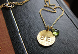 Just Be Gold Vermeil hand stamped peridot customized necklace you choose word and birthstone necklace