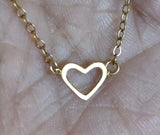 Heart of Gold tiny petite 14K yellow gold heart Gold filled chain vintage upcycled heart necklace