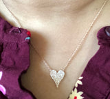 Diamond heart necklace pendant 14K rose Gold F VS pink gold necklace valentines gift birthday gift anniversary gift pave diamond jewelry