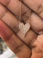Diamond heart necklace pendant 14K rose Gold F VS pink gold necklace valentines gift birthday gift anniversary gift pave diamond jewelry
