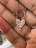 Diamond heart necklace pendant 14K rose Gold F VS pink gold necklace valentines gift birthday gift anniversary gift pave diamond jewelry
