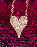 Diamond heart necklace pendant 14K rose Gold F VS pink gold necklace valentines gift birthday gift anniversary gift pave diamond jewelry