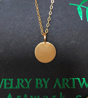 22K yellow gold disc coin necklace birthday gift anniversary gift