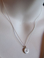 Elegant Initial Sterling silver fine silver custom initial hand stamped disc necklace a b c d e f g h i j k l m n o p q r s t u v w x y z