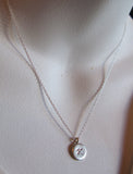 Elegant Initial Sterling silver fine silver custom initial hand stamped disc necklace a b c d e f g h i j k l m n o p q r s t u v w x y z
