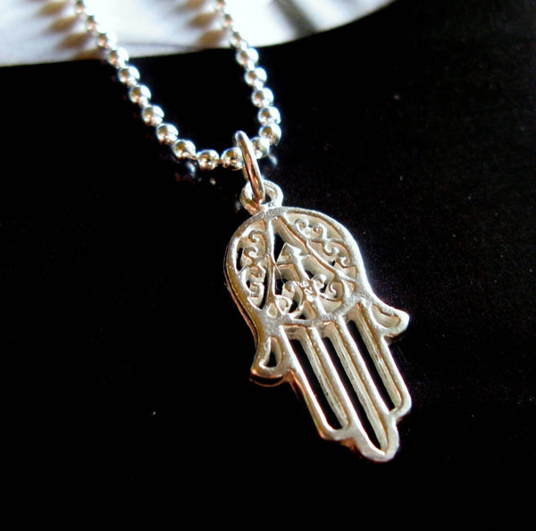Hamsa Hand necklace. Sterling Silver. Mens. spirit