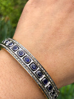 Diamond polki bangle custom made custom size emerald ruby blue sapphire precious gemstone bangles personalized Sterling silver Gold
