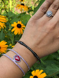 Ruby 5 carat pear shape 1 carat accent ruby blue sapphire halo double row cuff bracelet custom jewelry sterling silver custom