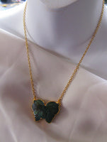 24K Gold rimmed Agate butterfly one of a kind necklace nature