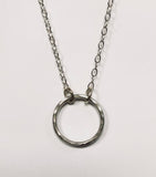 Last one Sterling Silver medium hammered circle o eternity karma necklace pendant chain