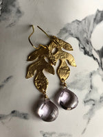 Gorgeous basket cut pink topaz Gilded Gold plated lead charm earrings