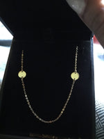 14K Solid Gold round dot disc station necklace chain adjustable convertible necklace pendant