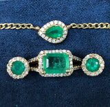 8x6mm Emerald cut Colombian Emerald diamond halo split shank ring diva