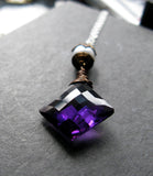 To the point.  Amethyst tanzanite quartz pearl sterling silver  necklace OOAK