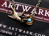Mothers love New mom brass bronze with blue turquoise egg baby shower gift push present mommy necklace vintage bird nest necklace