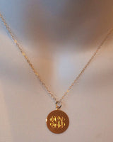 14K Gold monogram initials initial id mommy teen circle script customized personalized necklace pendant
