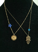 18K gold vermeil hamsa hamesh hand of fatima spirit lapiz lazuli star necklace charm pendant only one yoga namaste