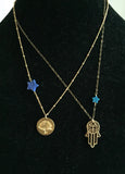 18K gold vermeil hamsa hamesh hand of fatima spirit lapiz lazuli star necklace charm pendant only one yoga namaste