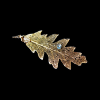 24K Gold real leaf pendant with wire wrapped apatite dew drop necklace