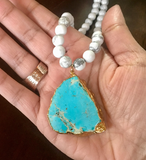 Turquoise Rimmed in Gold Howlite necklace nature